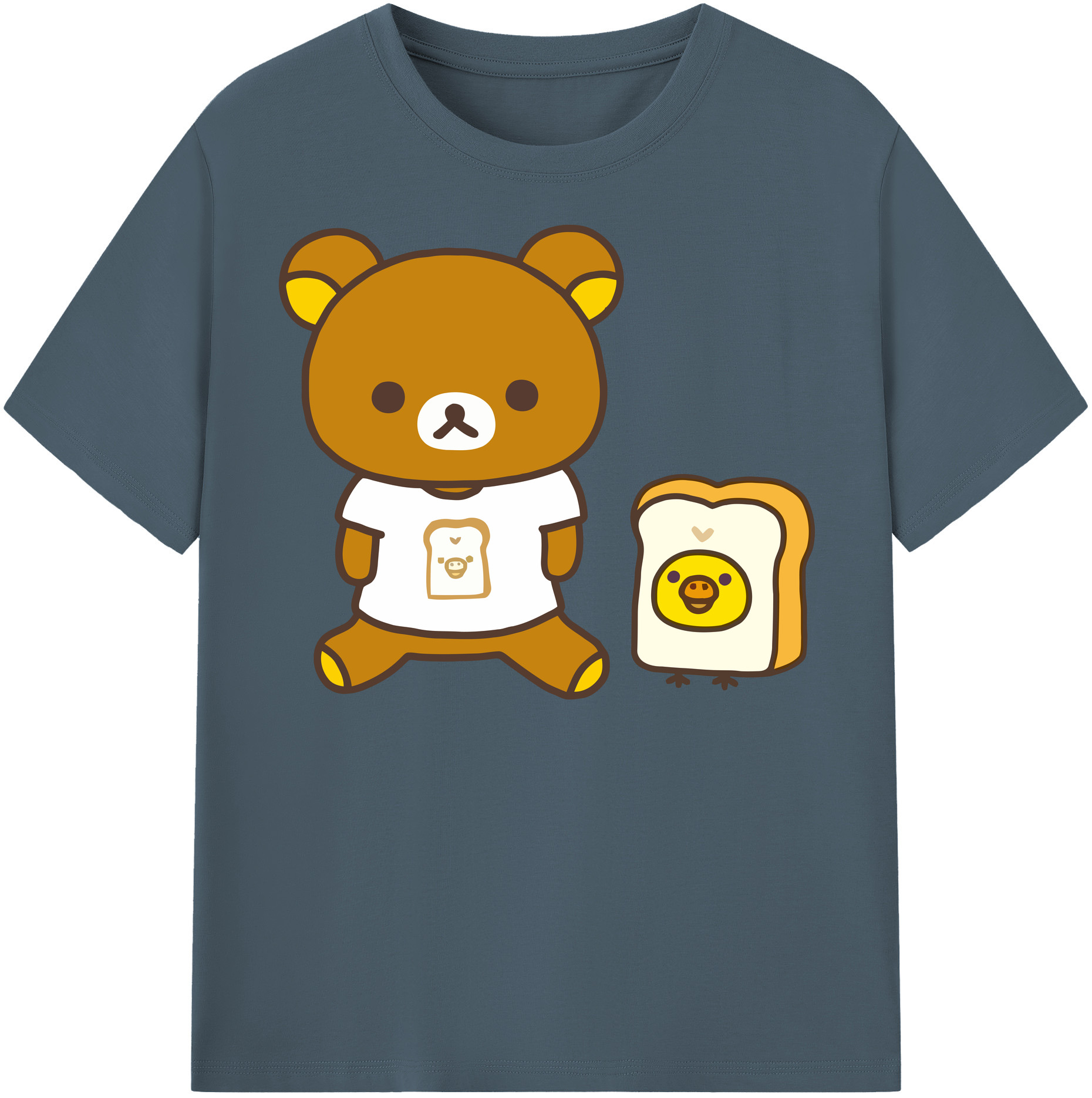 （画像用） リラックマ リラックマ キイロイトリ Rilakkuma Korilakkuma Kiiroitori 綿100％半袖Tシャツ（フロントプリント）
